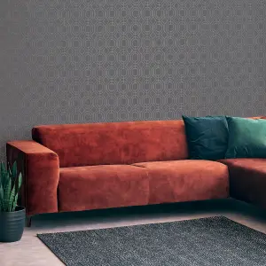 Superfresco Charcoal Geometric Smooth Wallpaper