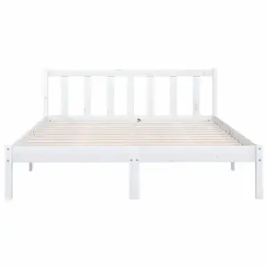 vidaXL Bed Frame White Solid Pinewood 160x200 cm