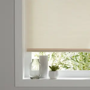 Corded Ivory Plain Daylight Roller Blind (W)120cm (L)160cm