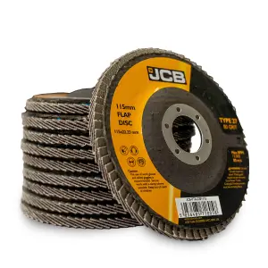 JCB Metal 80 Grit Flap Discs 115mm (4 1/2'') x 22.23mm, 10 Pack  JCB-FDC115-80-10PK