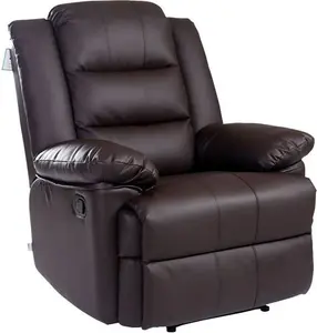 Manual Leather Match Manual Recliner Brayden Studio Upholstery Colour: Brown