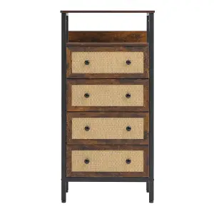 Rattan Storage Cabinet with 4 Drawers and Shelf