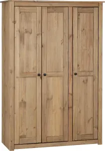 PANAMA NATURAL WAX PINE 3 DOOR WARDROBE