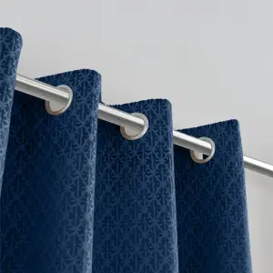 Temple Velvet 66" x 90" Navy (Ring Top Curtains)