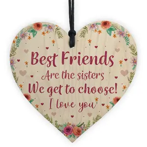 Red Ocean Best FRIEND Sister Gifts Wooden Heart Birthday Christmas Gift Friendship Plaque