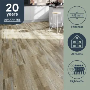 GoodHome Mambo Fancy Natural Multistrip Wood effect Synchronised Click vinyl Planks, 2.17m²