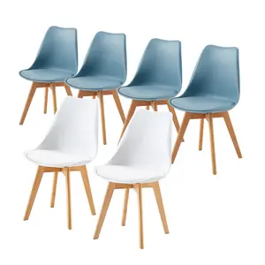 Nero Upholstered Dining Chair (Set of 6) Light Blue/White