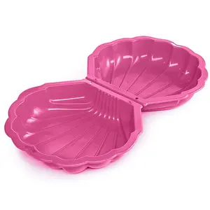 URBNLIVING 87cm Width Pink Shell Clam Shaped Plastic Sandpit Outdoor Garden Fun Paddling Ball Pool Sand Pit