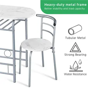 2 - Person Dining Set White/Silver / 76" H x 49" W x 43" D