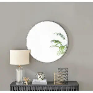 Alcantera Round Metal Frame Wall Mirror Simple and Elegant Modern Design Copper / 80cm H x 80cm W