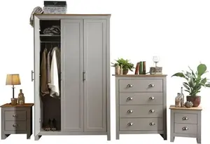 Lancaster 4 Piece Bedroom Furniture Set Grey | Robert Dyas