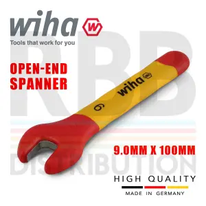 Wiha Spanner Wrench 9mm VDE Electricians Single Insulated Open End 43029