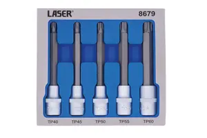 Laser Tools 8679 5pc Long Series Torx Plus Socket Bit Set 1/2" Drive