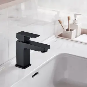 BATHWEST Matte Black Bathroom Basin Mixer Tap Sink Mixer Taps Black Single Lever