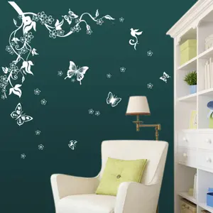 Walplus Wall Sticker Decal Wall Art Butterflies Vine in White Home Decorations Stickers Stock Clearance