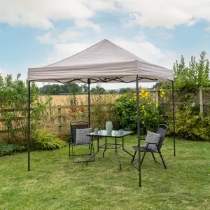 Pop Up 2.5x2.5 Gazebo With Sides Beige