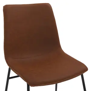 Antico Premium Brown Faux-Leather Modern Fixed Height Chair, Single