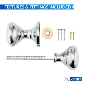 XFORT Polished Chrome Victorian Style Rim Knob