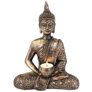 Sitting Thai Buddha Tealight Holder - Bronze