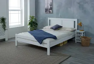 Rest Relax Grace Solo White Wooden Bed Frame