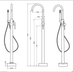 Remy Basin Mixer Tap, Freestanding Bath Shower Mixer and Click Waste