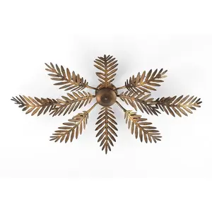 Luminosa Felce 6 Light Feather Multi Arm Semi Flush Ceiling Lamp, Bronze