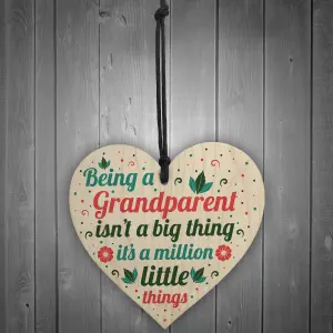 Red Ocean Grandma And Grandpa Gifts For Nan And Grandad Wooden Heart Birthday Christmas Grandparent Gift