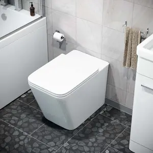 Nes Home Square Rimless Back To Wall Toilet With UF Seat White