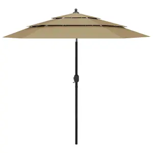 Berkfield 3-Tier Parasol with Aluminium Pole Taupe 2.5 m