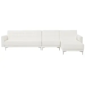 Corner Sofa ABERDEEN White Faux Leather Left Hand