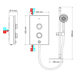 Mira Decor Black onyx Manual Electric Shower, 9.5kW