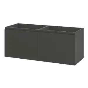 GoodHome Levanna Wide Matt Grey Wall-mounted Bathroom Cabinet (H) 480mm (W) 1200mm