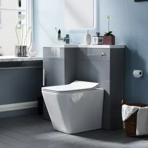 Nes Home Raven Left Hand 900mm Vanity Basin Unit, WC Unit & Elora Back to Wall Toilet Grey