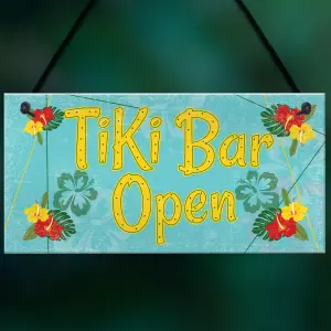 Red Ocean Tiki Bar Open Hanging Bar Pub Plaque Cocktails Beach Decoration Sign Friendship Gift