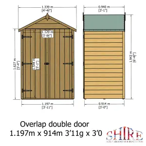 Shire 4x3 Overlap Double Door Windowless Apex Shed