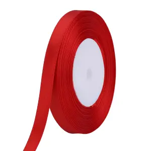 15mm Red Double Sided Satin Polyester Ribbon Roll, 25 metres