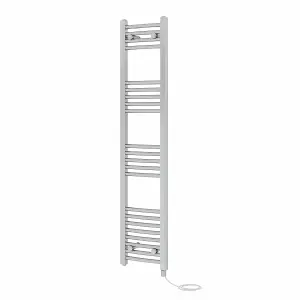 Rinse Bathrooms Electric Heated Towel Rail Curved Chrome Bathroom Towel Radiator 1400x300mm - 800W