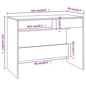 Berkfield Desk Black 101x50x76.5 cm Engineered Wood