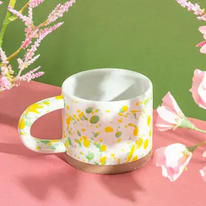 Sass & Belle Yellow and Green Splatterware Mug