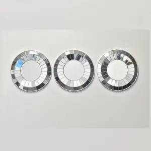 Set Of 3 Silver Style Art Decor Round Wall Mounted Mirror Home Décor 25cm