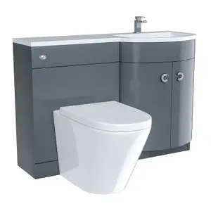 Nes Home Grey 1100 RH Back To Wall Soft Close Toilet & Resin Basin