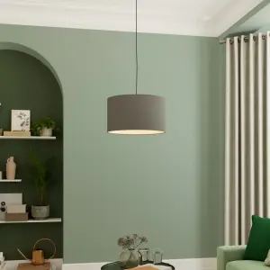 GoodHome Kpezin Dark grey Fabric dyed Light shade (D)40cm