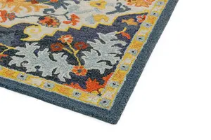 Multi Luxurious Traditional Wool Hand Made Easy to Clean Floral Rug For Bedroom Dining Room And Living Room -160cm X 230cm