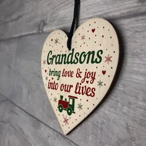 Red Ocean Grandson Gifts From Grandparents Wooden Heart Birthday Christmas Xmas Keepsake Nan Gift