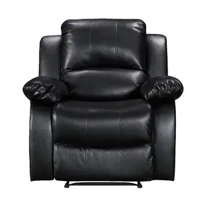 Recliner Manual Chair in Black Faux Leather