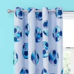 Catherine Lansfield Tie Dye Football Reversible 66x72 Inch Curtains Two Panels Lilac Blue