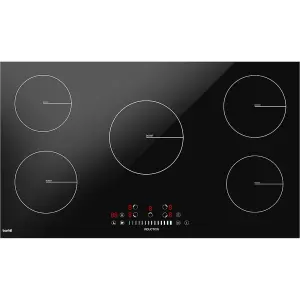 90cm 9300W 4 Zone Induction Hob with Touch Control - Sleek Black Finish