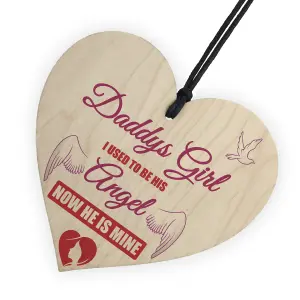 MEMORIAL Daddy's Girl Father's Day Gift Angel Wood Heart Dad Grandad Sign Grave