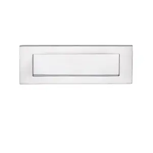 Inward Opening Letterbox Plate 242mm Fixing Centres 278 x 95mm Satin Chrome