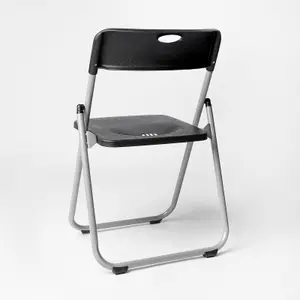 Folding Chair Dining Office Portable Space Saving Foldable Metal Black Seat